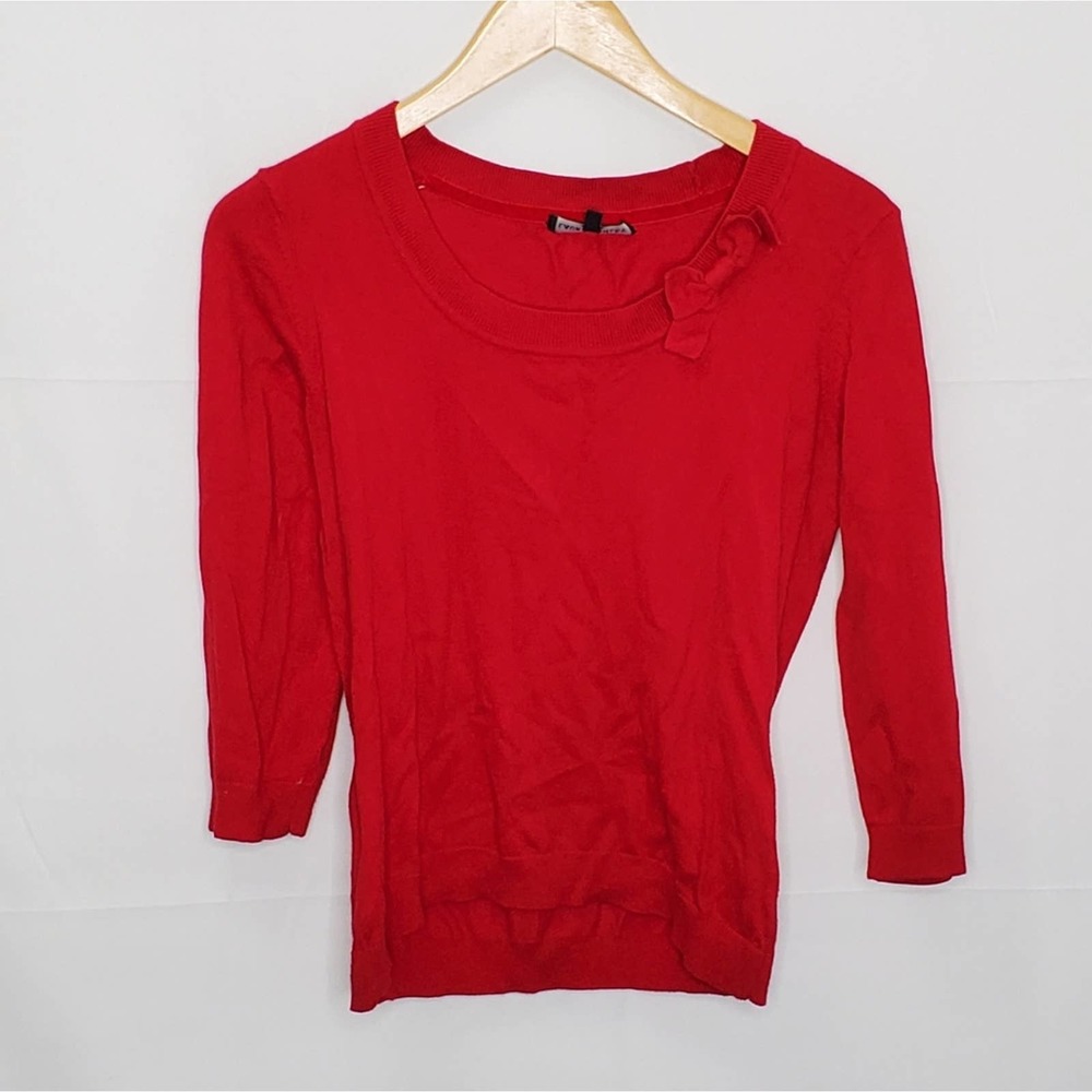 ❤️‍ Laura Ashley Vintage Y2K European UK Red Bow Cotton-Blend Sweater Size 8